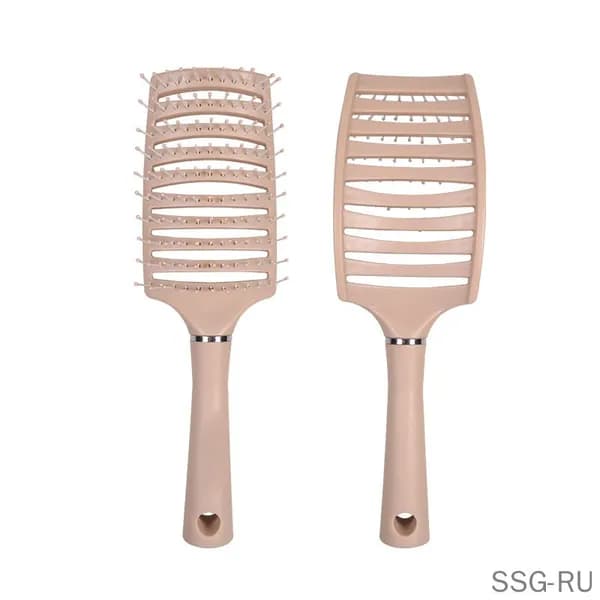 Щетка для распутывания волос с перфорацией и закруглёнными зубцами для массажа головы и укладки феном
