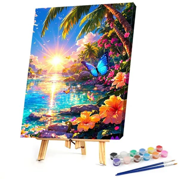 Цифровая живопись Tropical Morning Glow, 40 50 см, без рамы, с акриловыми красками и кистями