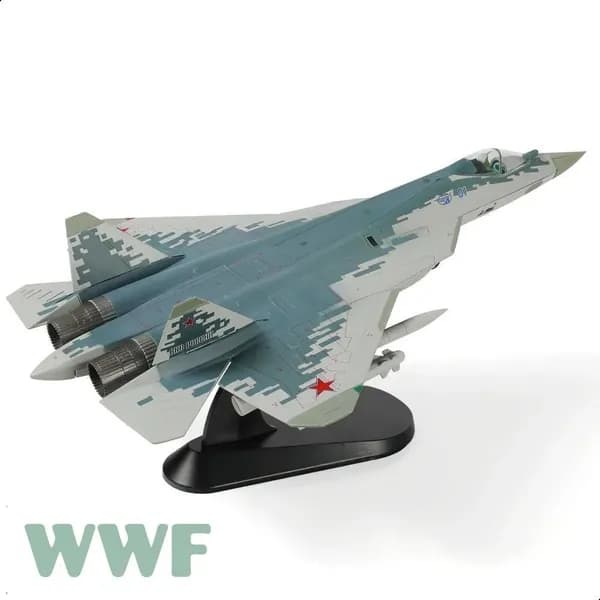 Модель самолета в сборе, 1 / 72 SU-57 Модель самолета с дисплейным стендом Военный стелс SU57 Plane Model Collection Подарок для взрослых
