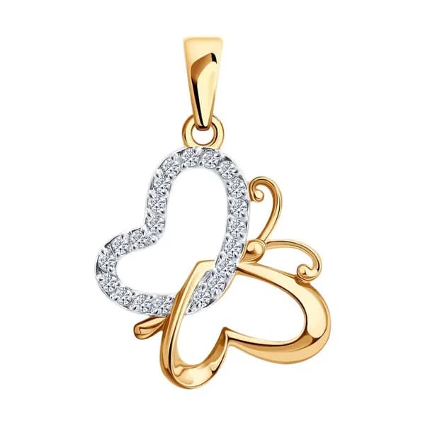 Золотая подвеска DIAMANT-ONLINE с фианитом 585 пробы