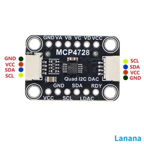 4-канальный 12-битный ЦАП MCP4728 с EEPROM и интерфейсом STEMMA QT/Qwiic