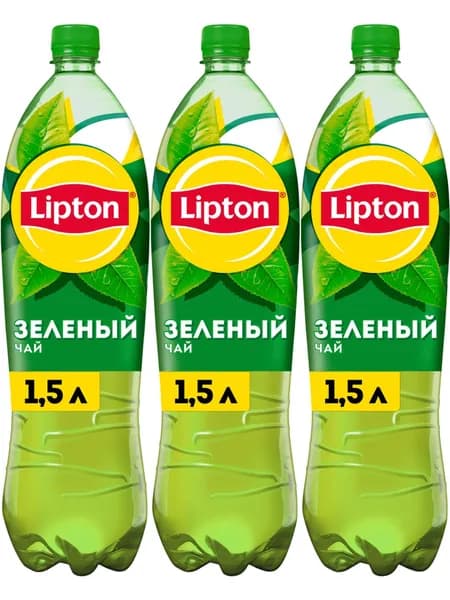 Холодный чай Lipton зеленый 1,5 л, комплект: 3 упаковки по 1.5 л