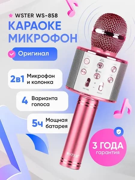 Беспроводной микрофон караоке детский для девочек WSTER