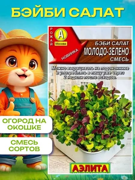 Семена салата листового для посадки "Бэби салат Молодо-зелено" 0,5г, семена зелени для огорода Агрофирма Аэлита