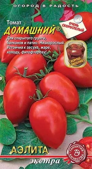 Семена Томат Домашний (10 семян) - Аэлита. Низкорослый, скороспелый, для подоконника и балкона, для засолки, сливки.