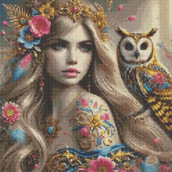 Диамантная картина Красавица и животные 40 40 см, 5D, из смолы