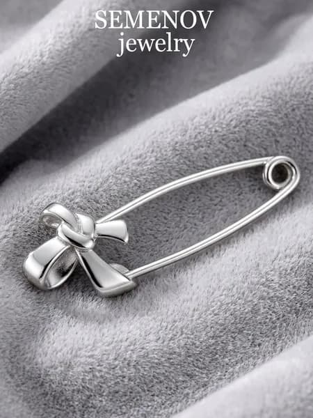 Серебряная булавка "Бантик", SEMENOV jewelry
