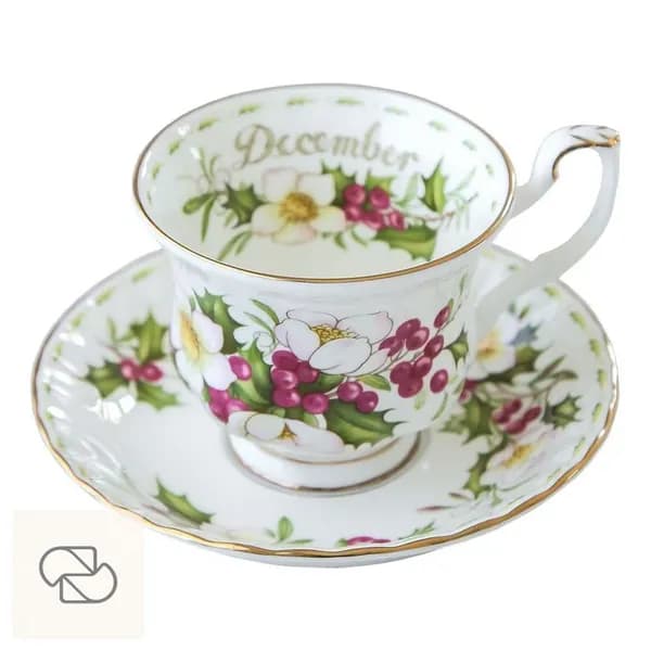 Чайная пара Royal Albert. Серия "Цветок месяца". Англия. Костяной фарфор. Клеймо 70-е гг. Сузуран в мае