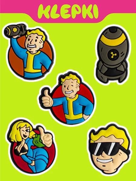 KLEPKI Джибитсы "Fallout" для crocs, сабо, набор 5шт, джиббитсы для крокс