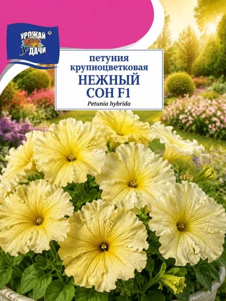 Петуния крупноцветковая НЕЖНЫЙ СОН F1 (Семена Урожай Удачи, 10 штук драже в ампуле в упаковке)