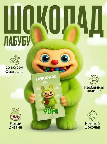 Шоколад с начинкой "Фисташка" Лабубу Labuchoc 75 г