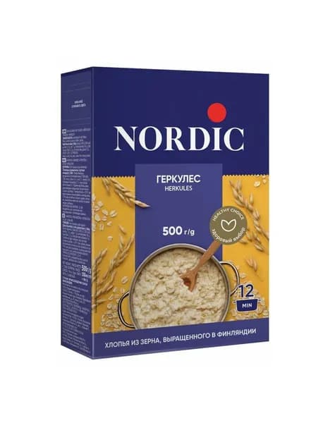 Хлопья овсяные Геркулес финский, Nordic, 500 г, Россия