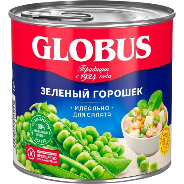 Горошек Globus зеленый консервированный 425 г