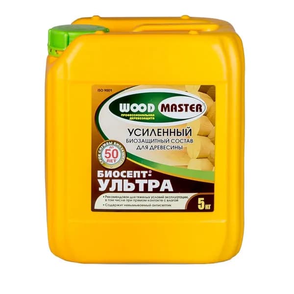 Состав антисептический для древесины усиленный Биосепт Ультра WoodMaster 5 л (упак (2 канистры))