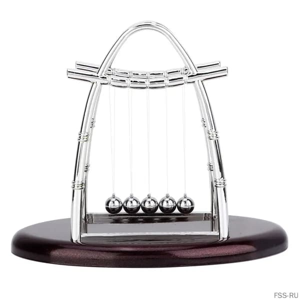 Настольный антистресс и необычный декор для кабинета и жилья, действующий по принципу сохранения импульса: шары на металлической основе