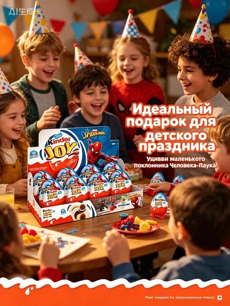Kinder Joy Яйцо шоколадное с игрушкой, издание Spider-Man, молочный шоколад, 20 г