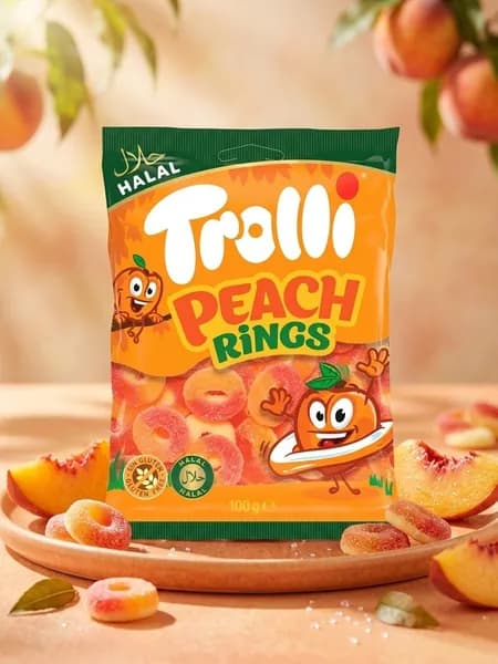 Жевательный мармелад Trolli Pfirsichringe Тролли Персиковые колечки 150 г