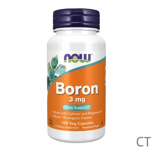 NOW Boron 3mg, Бор, 100 растительных капсул, Антиоксидант для суставов и связок, костей и хрящей, для почек, для иммуни