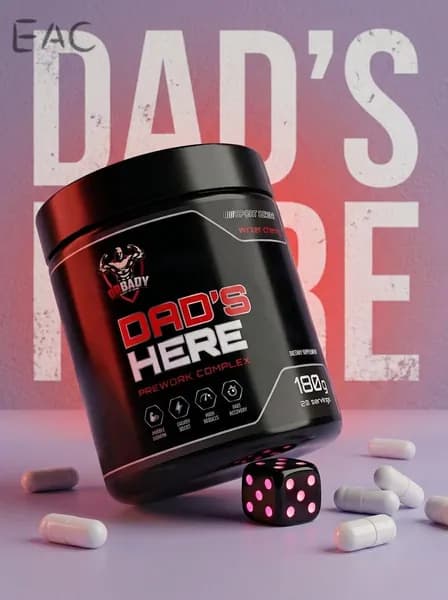 Предтренировочный комплекс Dad's Here без кофеина для спорта, Вишня 180 гр 20 порций Предтрен без стимуляторов д