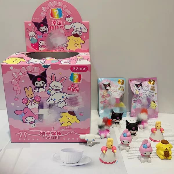 Набор ластиков Sanrio из 32 предметов: Куроми, Мелоди, Коричан и другие, резиновые стирательные резинки для карандаша