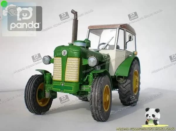 1:32, чешский Zetor 50, бумажная модель трактора, сельскохозяйственная техника, бумага ручной резки