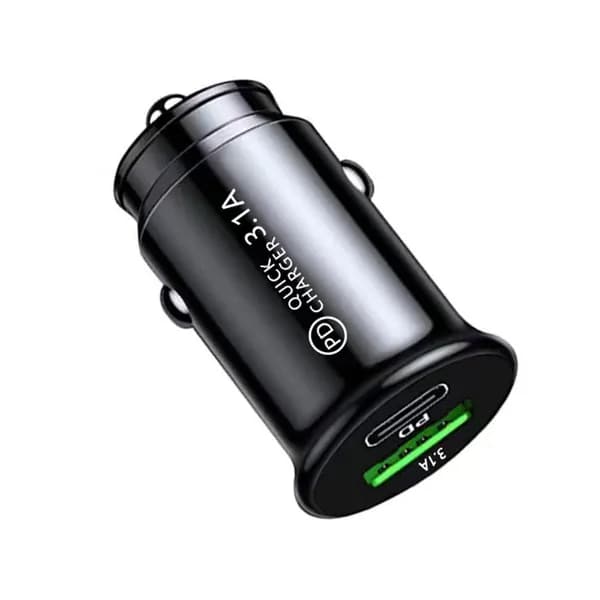 Автомобильное зарядное устройство для быстрой зарядки QC3.0 USB+Type C черное/белое