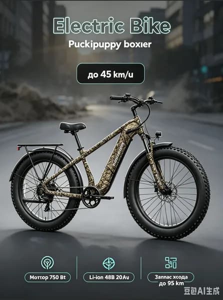 Электровелосипед Puckipuppy Boxer 750W 48V20Ah Внедорожный электровелосипед до 120км пробега