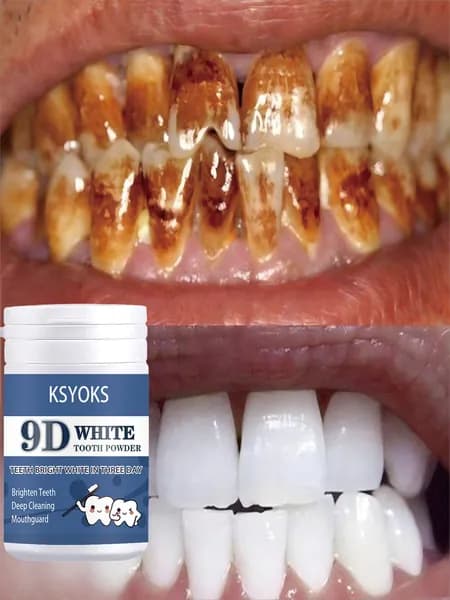 KSYOKS 9D WHITE Зубной порошок: яркое беление зубов за 3 дня освещение зубов, глубокая очистка и защита десен