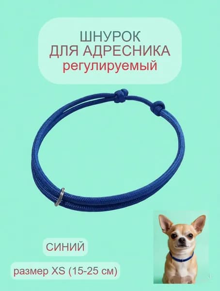 Шнурок-ошейник для адресника XS (15-25 см) Синий