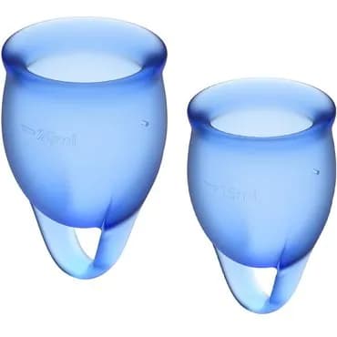 Satisfyer Feel Confident Menstrual Cup, темно-синий. Набор менструальных чаш, 15 и 20 мл