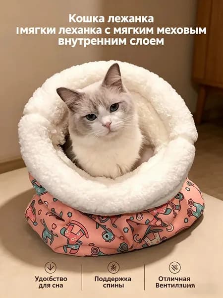 Теплый спальный мешок для кошек и собак, зимняя уютная кровать-норка, мягкая лежанка для домашних животных, защита от холода