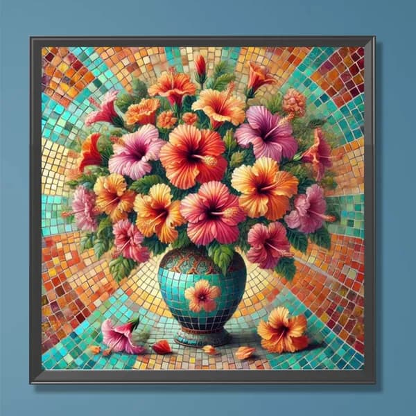 Цифровая картина с флоксами 40x40 см, холст без рамки, набор для рисования акриловыми красками