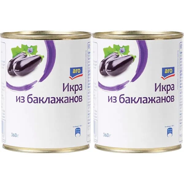 Икра из баклажанов Aro стерилизованная 360 г, набор: 2 штуки