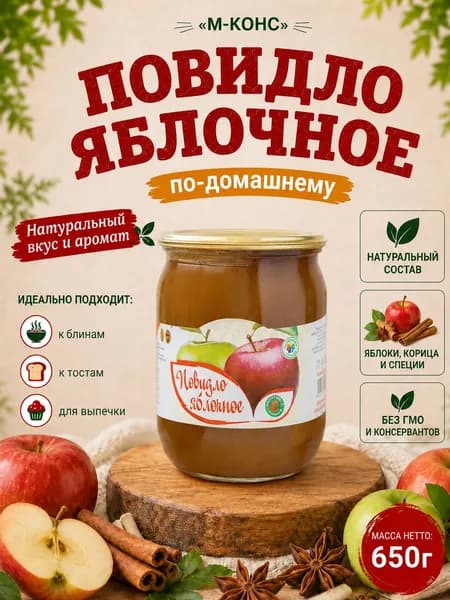 Повидло яблочное Мичуринское ГОСТ, 650 г