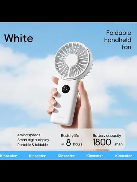 Кinscoter Портативный вентилятор 1800 мАч Белый, White