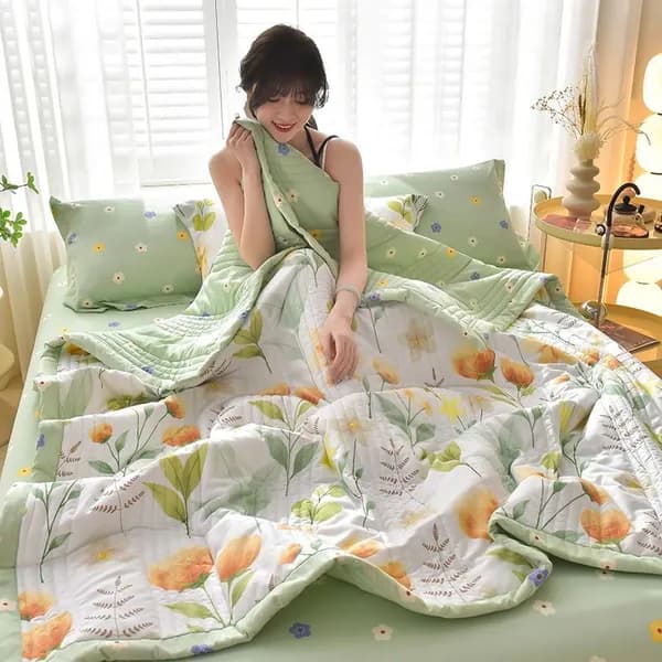 MUJI Одеяло Евро 100x150 см, Всесезонное, Летнее, с наполнителем Ватин, Полиэстер, комплект из 1 шт