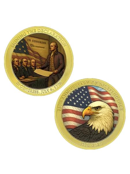 Памятная монета 250-летие США, Подписание Декларации, Орел и Флаг, сувенир из сплава