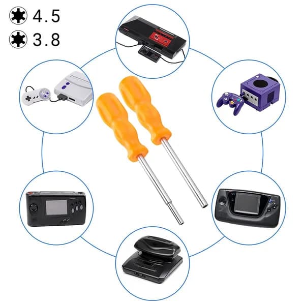 Набор инструментов для отверток Gamebit Security 3.8Mm 4.5Mm Открытый ремонт Совместимость с Super 64 / Snes 8 Bit N64 Game + Консоль