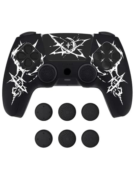 PlayVital Силиконовый чехол для PS5 с совместимостью с зарядной станцией, противоскользящие накладки, в комплекте 6 накладок на стики и наклейка, Pure Series Dockable Model Wings Sigil