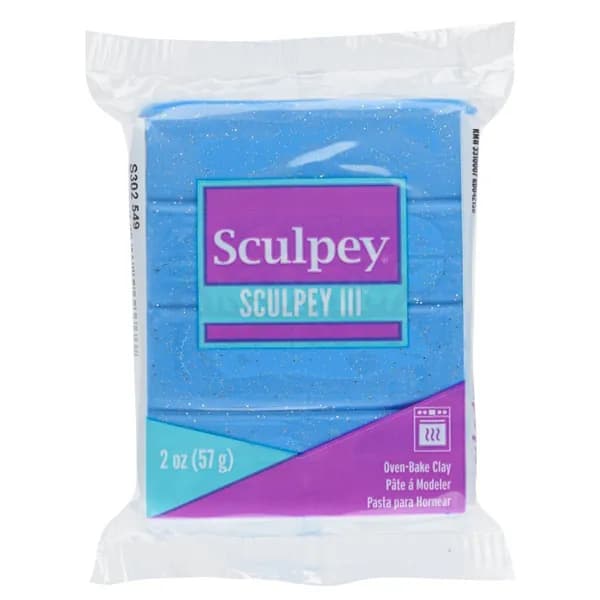 Полимерная глина Sculpey III 549 цвет синий с блестками 57 гр.