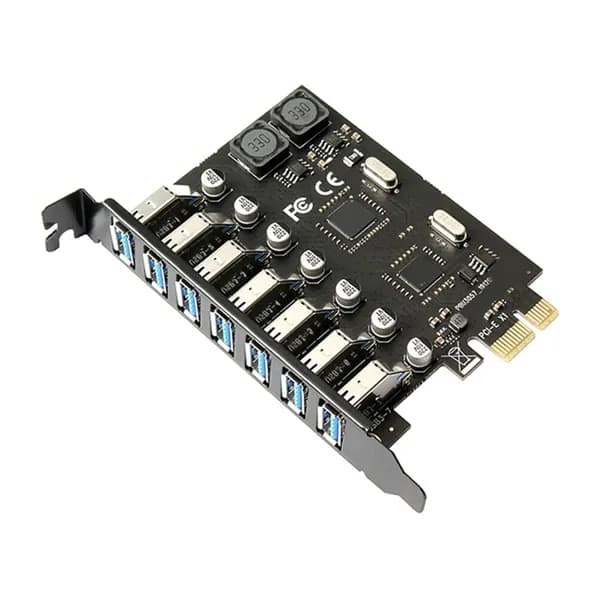 (V M Z D) Карта адаптера PCIE-USB3.0 7-портовая карта расширения USB 3.0 PCI-E совместим с настольного компьютера Бесплатный внешний источник питания Источник