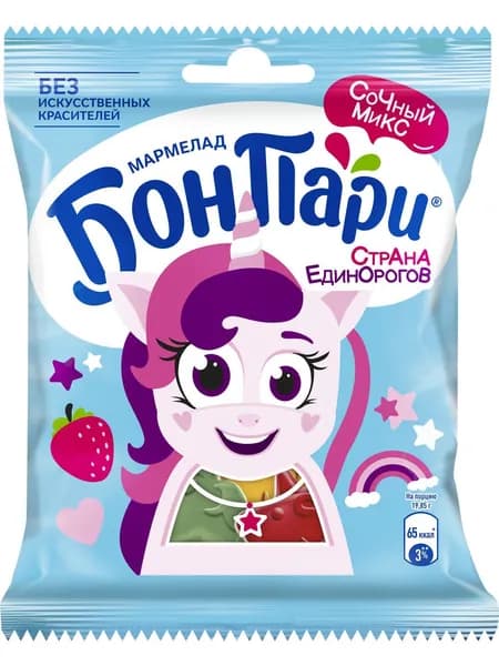 БОН ПАРИ®  Страна единорогов. Мармелад жевательный фигурный со вкусом фруктов 100 г