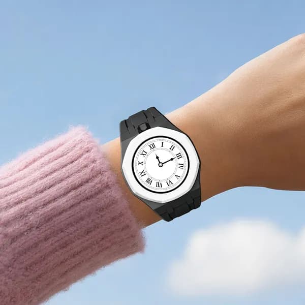 Браслет для часов Swatch x Royal Pop из биокерамики и силикона, чёрный, крепление в 12 часов