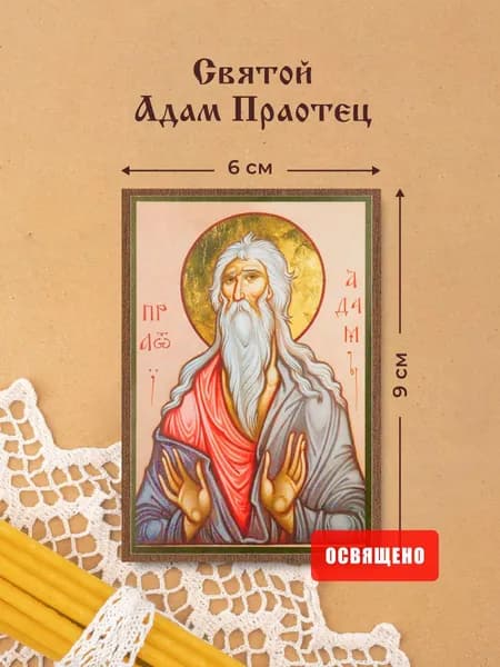 Икона освященная "Святой Адам Праотец" на МДФ 6х9 Духовный Наставник