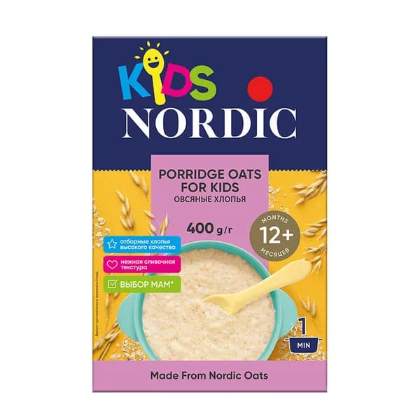 Хлопья овсяные для детей Nordic, 400 г, Россия