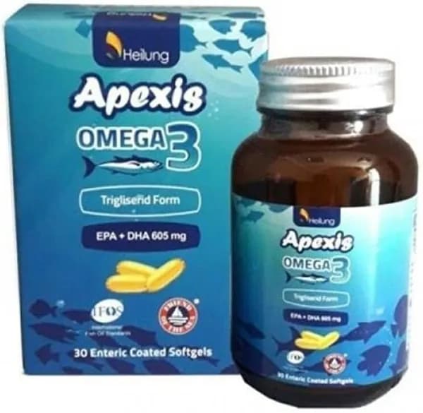 Рыбий жир Apexis Omega 3, 30 мягких капсул, триглицеридная форма, ЭПК+ДГК, 605 мг