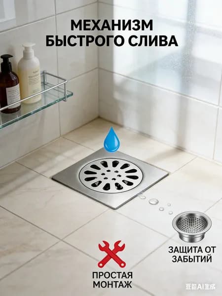 Квадратный слив для душа, слив в полу, простая установка, сетка, идеальный размер, съемная крышка, легкая очистка, ванная комната