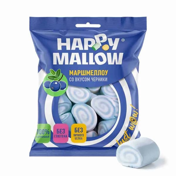 Happy mallow Маршмеллоу со вкусом черники, 90 г