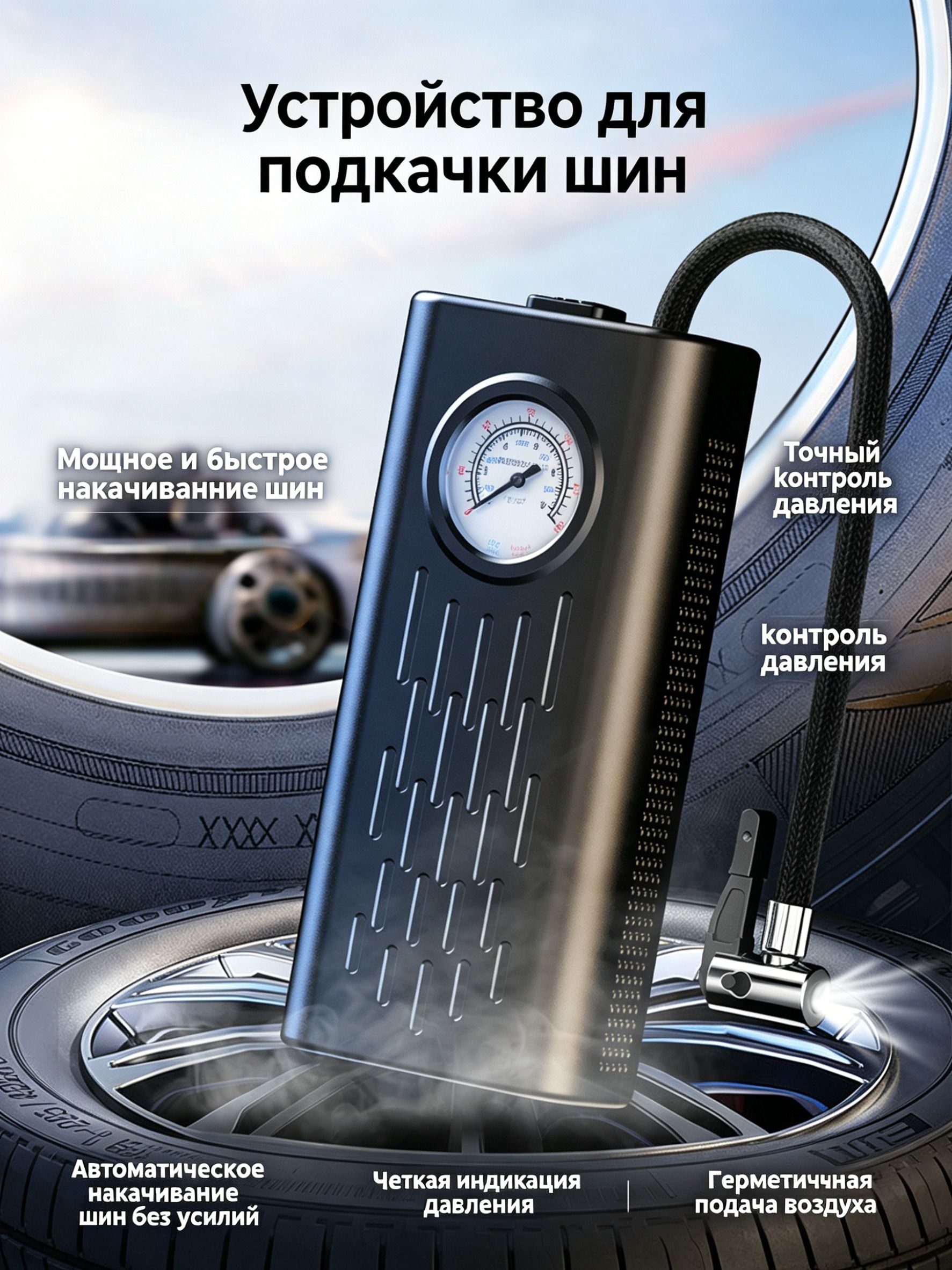 Компрессор автомобильный, 180 Вт, 35 л/мин