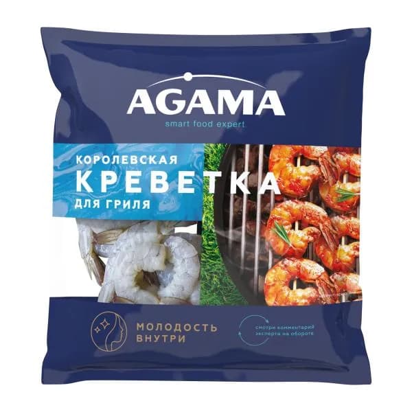 Креветка Agama Королевская для гриля очищенная свежемороженая 400г